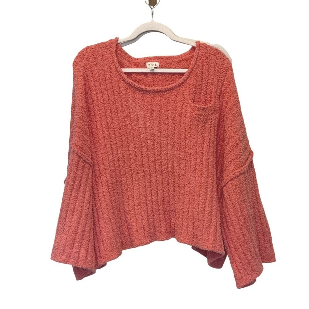 POL Cozy Chenille Slouchy Berber Sweater Blanket Size Large Fuzzy Knit Ribbed